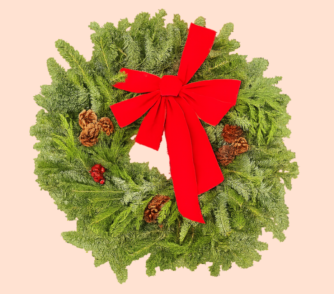 East meets West Decorated Wreath (Fraser, Noble, Cedar) - 22"