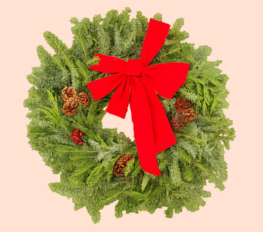 East meets West Decorated Wreath (Fraser, Noble, Cedar) - 22"