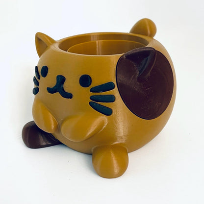3D Printed Kitty Cat Planter Pot with Drip Tray