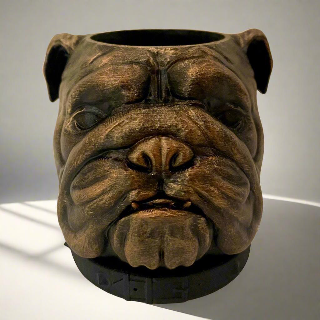 3D Printed Bulldog Planter with Drip Tray