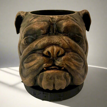 3D Printed Bulldog Planter with Drip Tray