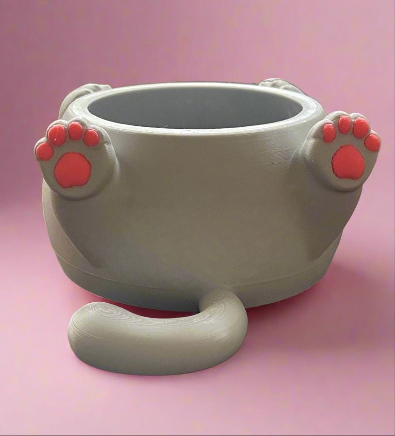 Cat Nap Planter Pot: 3D Printed PLA Eco-Friendly Decor