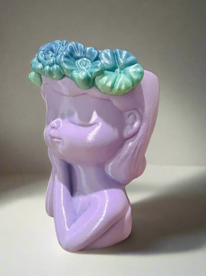 Fairy Flower Girl Planter Pot: 3D Printed PLA with Drip Tray