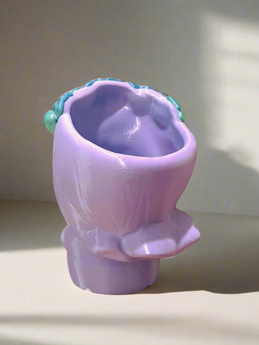 Fairy Flower Girl Planter Pot: 3D Printed PLA with Drip Tray