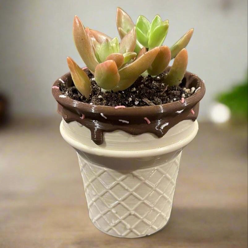 Ice Cream Cone Planter: 3D Printed Sprinkle Pot