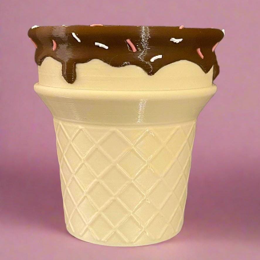 Ice Cream Cone Planter: 3D Printed Sprinkle Pot