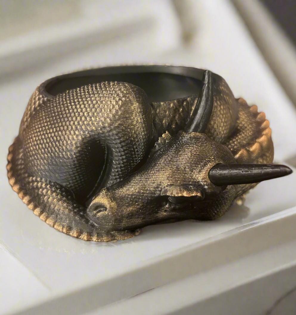 3D Printed Sleeping Dragon Planter: Medieval Fantasy Decor