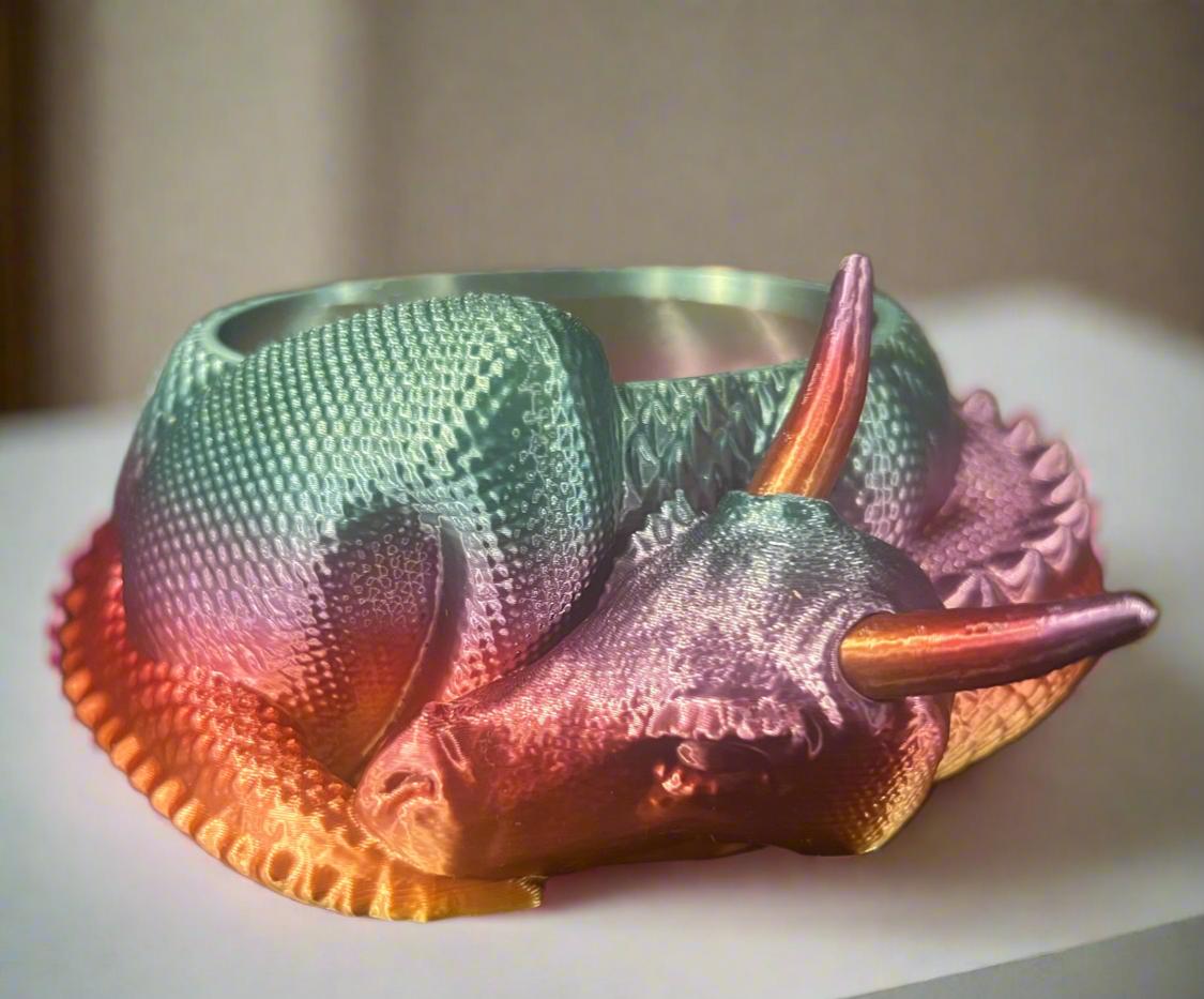 3D Printed Sleeping Dragon Planter: Medieval Fantasy Decor