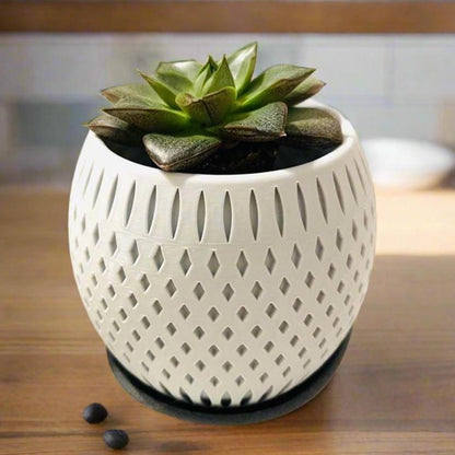 3D Printed Diamond Etch Planter with Drip Tray