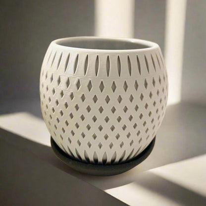 3D Printed Diamond Etch Planter with Drip Tray