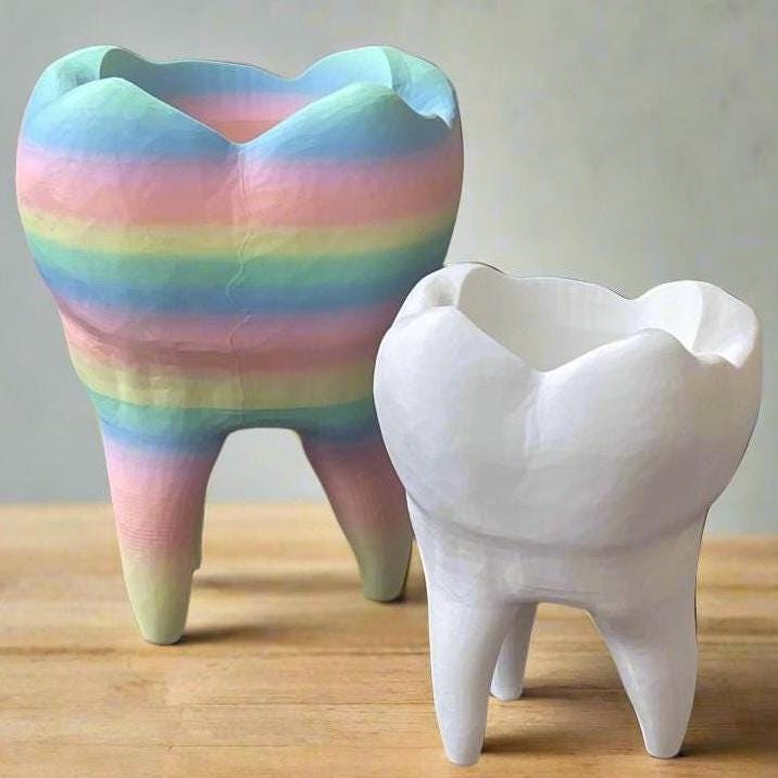 3D Printed Tooth Planter: Customizable PLA Planter