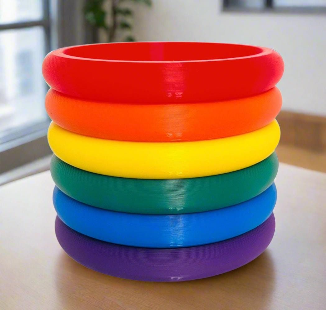 3D Printed Rainbow Planter: PLA with Built-In Drip Tray
