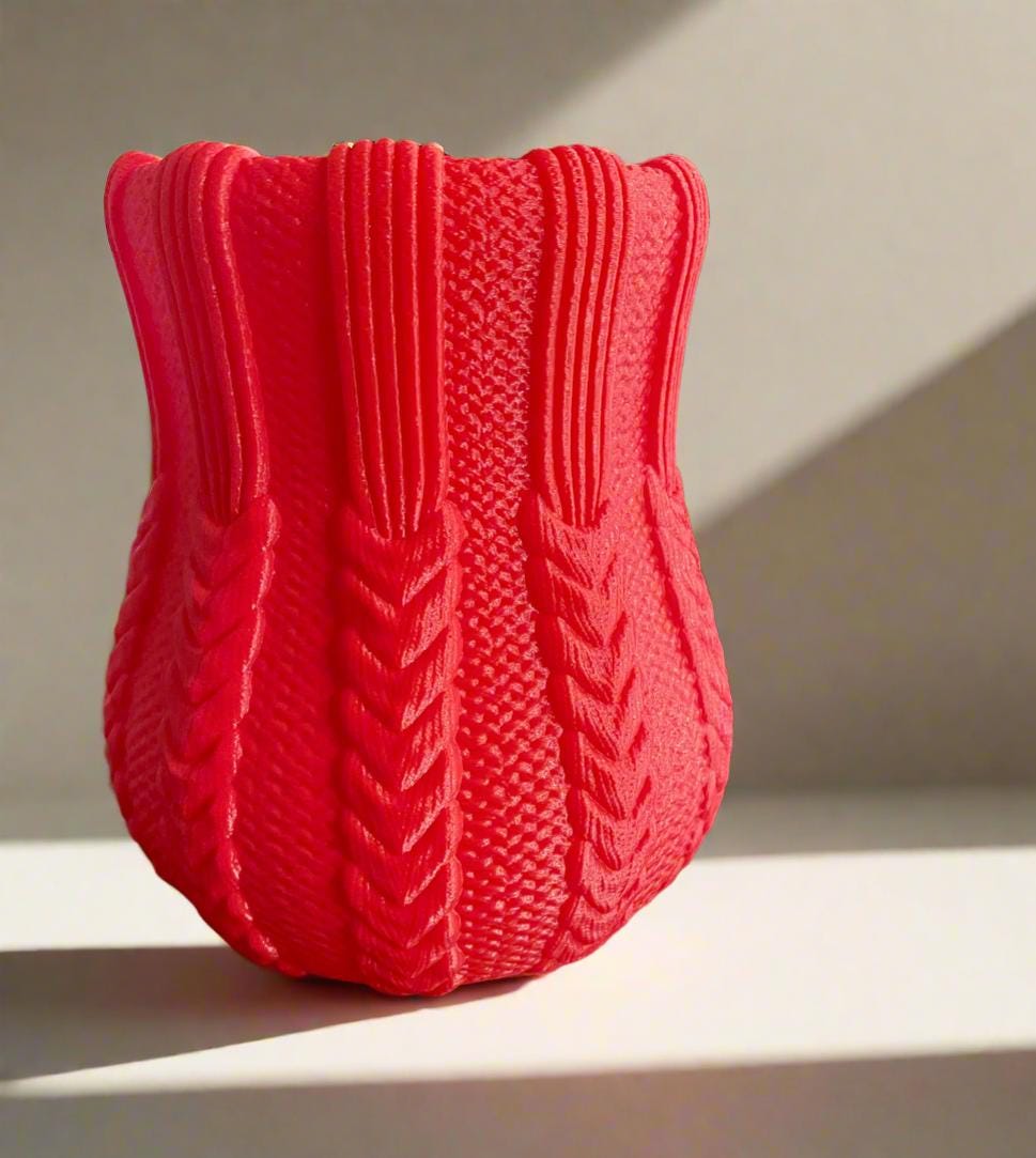 Knit Sweater 3D Printed Planter: Customizable PLA Decor