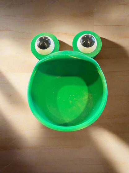 3D Printed Frog Planter: Big Mouth Green Pot, 5in