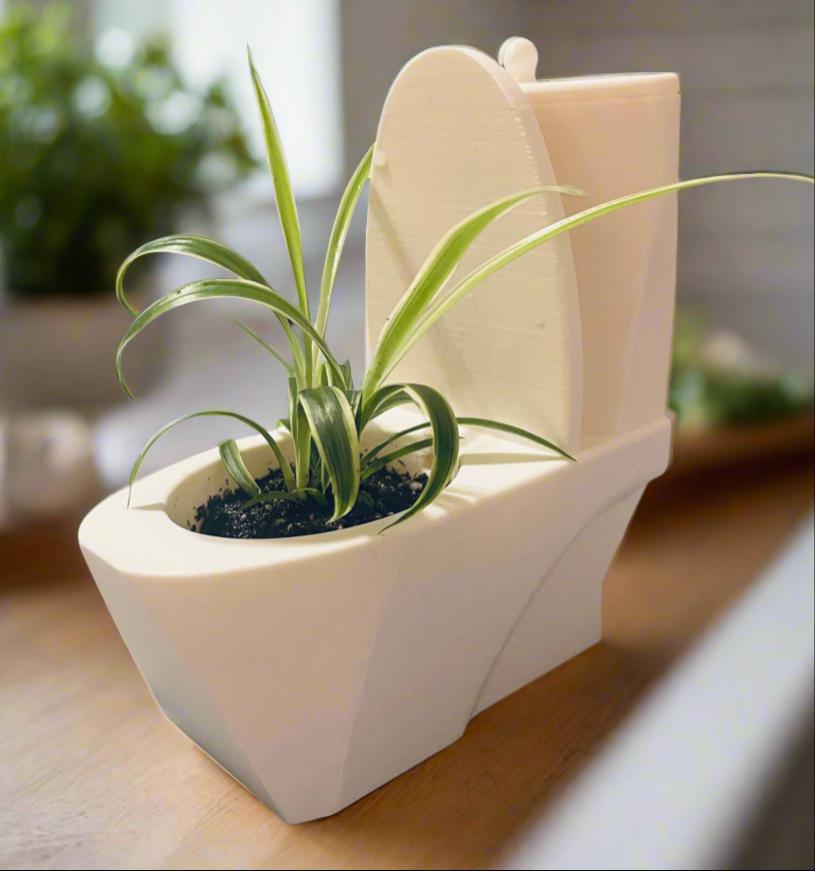 Toilet Bowl Planter: 3D Printed PLA Whimsical Plant Pot