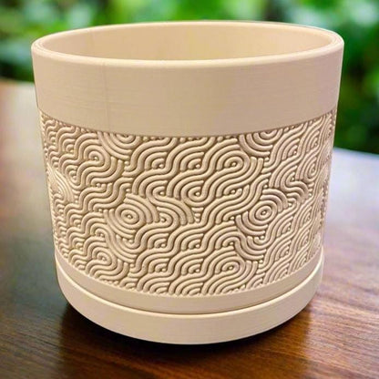 Swirl PLA Planter with Drip Tray: Modern Indoor Plant Pot