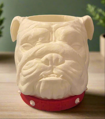 3D Printed Bulldog Planter with Drip Tray