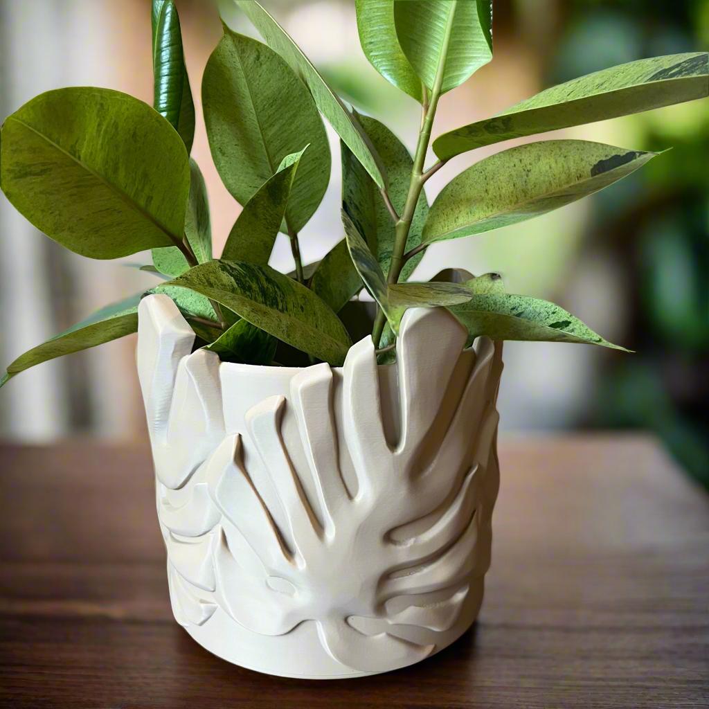 3D Printed Monstera Leaf Planter: Tropical Decor