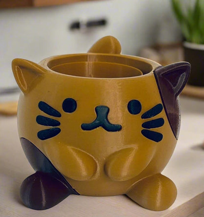 3D Printed Kitty Cat Planter Pot with Drip Tray