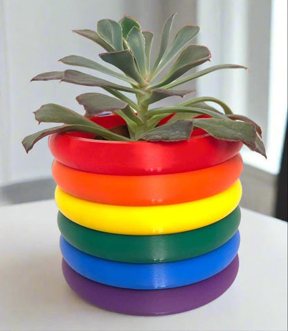 3D Printed Rainbow Planter: PLA with Built-In Drip Tray