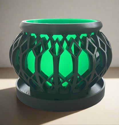 3D Printed Geometric Planter: Hollow Cage Design with Drip Tray