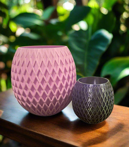 Geospin Planter: 3D Printed Diamond Etch PLA with Drip Tray