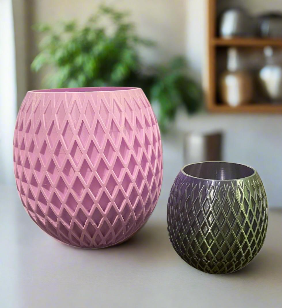 Geospin Planter: 3D Printed Diamond Etch PLA with Drip Tray