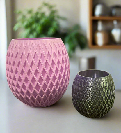 Geospin Planter: 3D Printed Diamond Etch PLA with Drip Tray