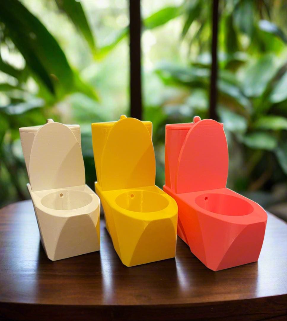 Toilet Bowl Planter: 3D Printed PLA Whimsical Plant Pot