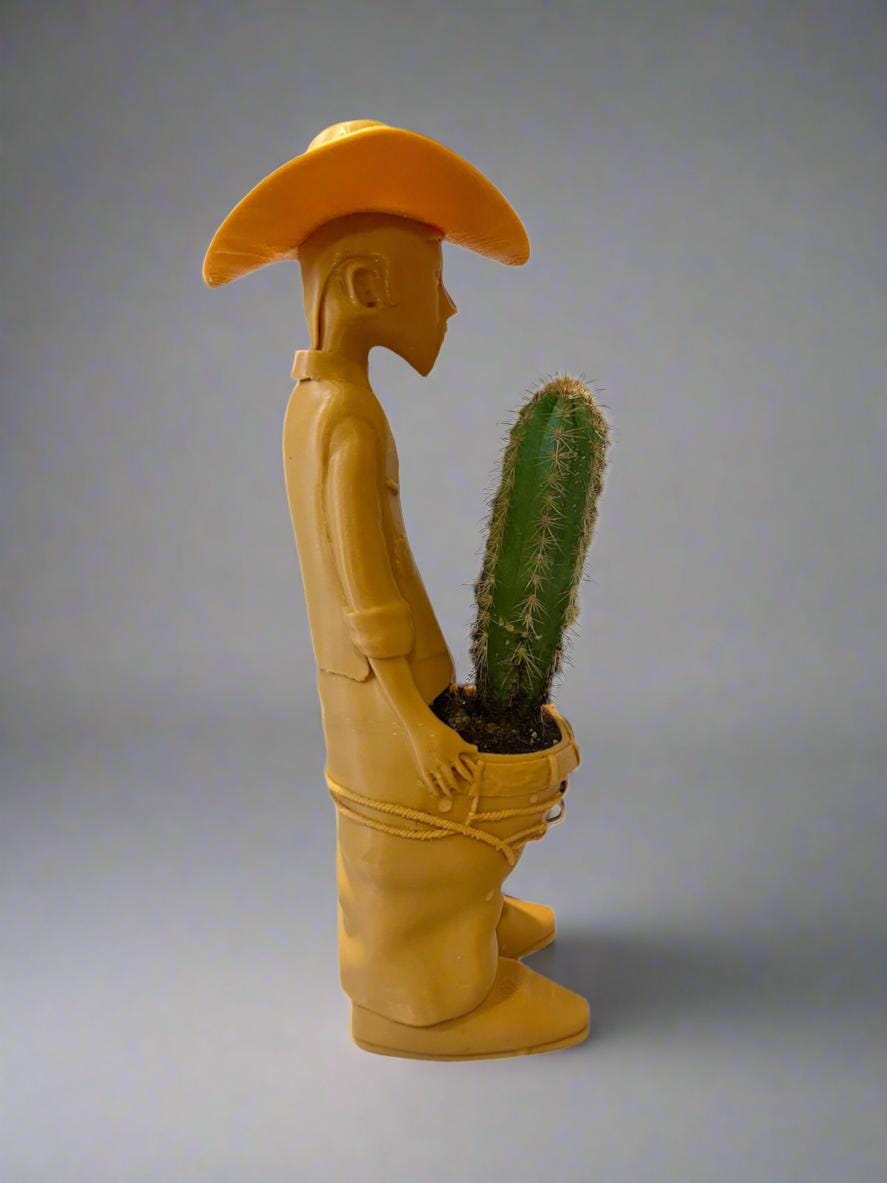 Naughty Cowboy Planter  3D Printed Funny Indoor Plant Pot, Succulent or Cactus Holder, Unique Gag Gift, Quirky Home Decor