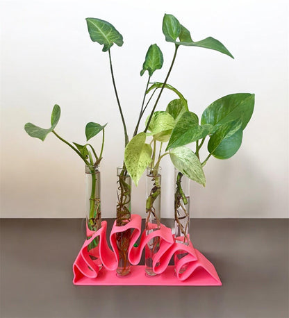 3D Printed Monstera Leaf Propagation Station with Glass Tubes