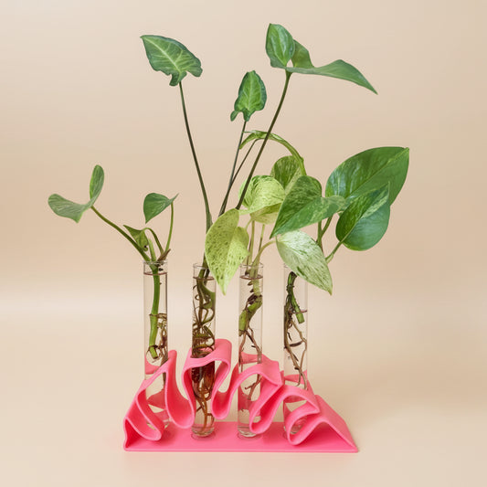 3D Printed Monstera Leaf Propagation Station with Glass Tubes