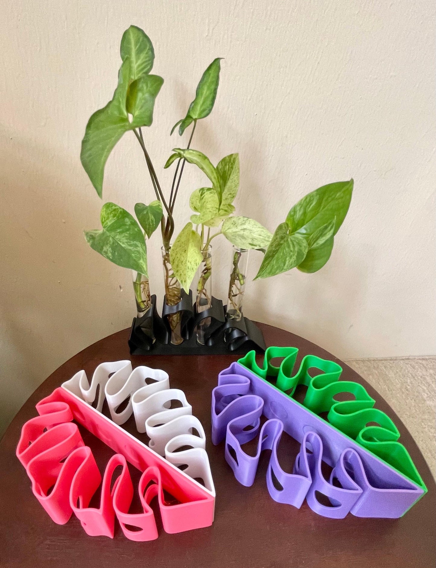 3D Printed Monstera Leaf Propagation Station with Glass Tubes