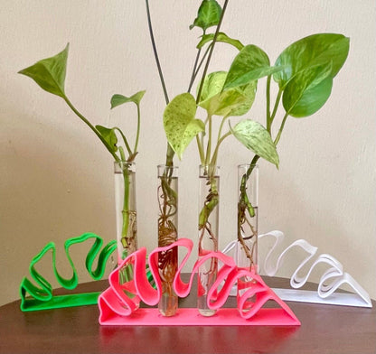 3D Printed Monstera Leaf Propagation Station with Glass Tubes