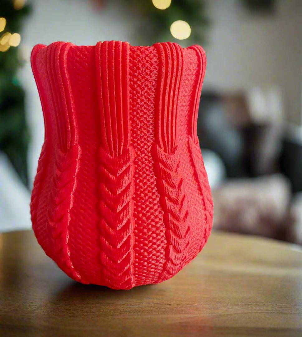 Knit Sweater 3D Printed Planter: Customizable PLA Decor