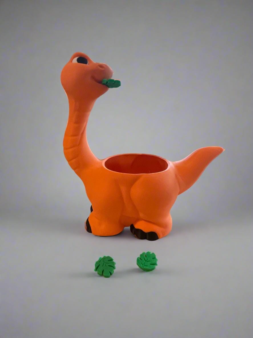 Brontosaurus Dinosaur Planter: 3D Printed Dino Plant Pot