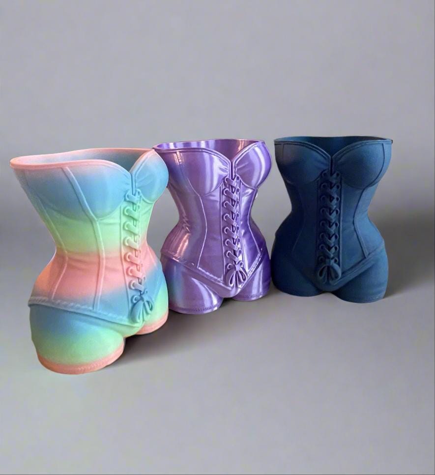 Curvaceous Corset Planter: 3D Printed Sculpture, Eco-Friendly PLA