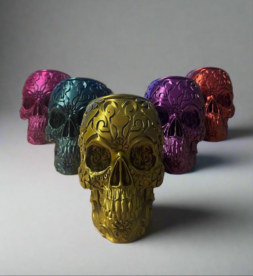 Gothic Sugar Skull Planter: Ornate Calavera Design, Eco-Friendly PLA