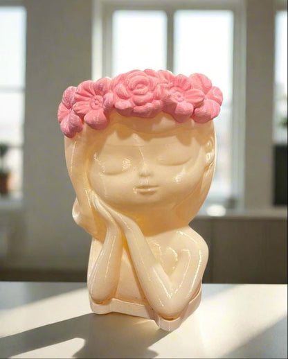 Fairy Flower Girl Planter Pot: 3D Printed PLA with Drip Tray