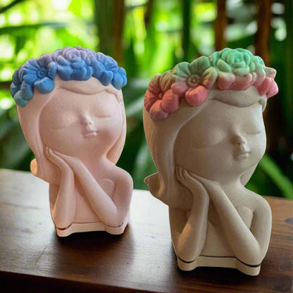 Fairy Flower Girl Planter Pot: 3D Printed PLA with Drip Tray
