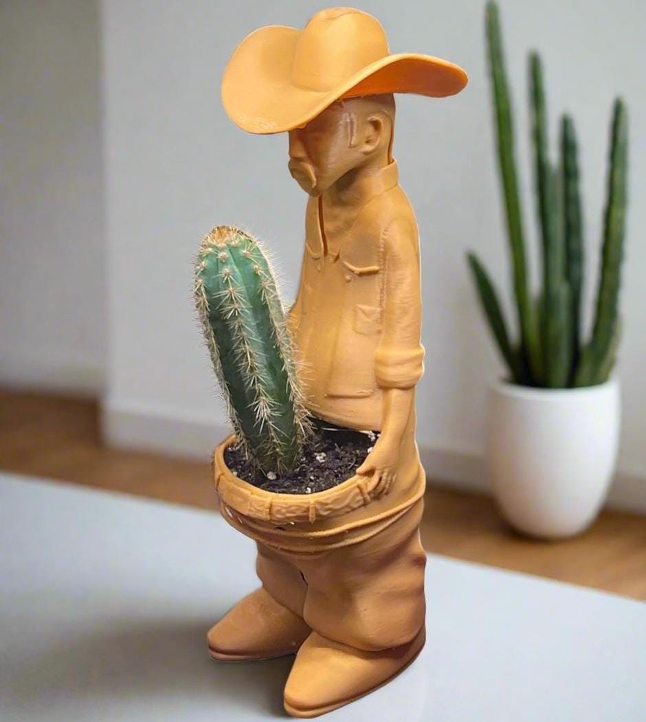 Naughty Cowboy Planter  3D Printed Funny Indoor Plant Pot, Succulent or Cactus Holder, Unique Gag Gift, Quirky Home Decor