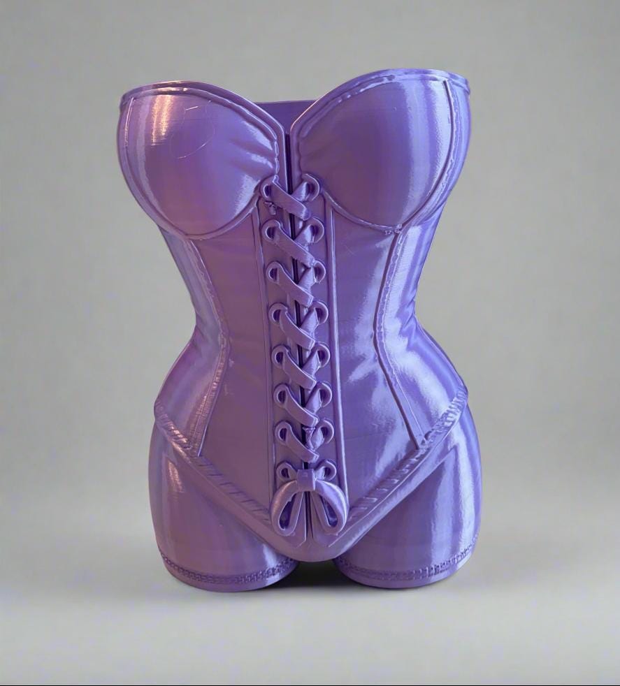 Curvaceous Corset Planter: 3D Printed Sculpture, Eco-Friendly PLA